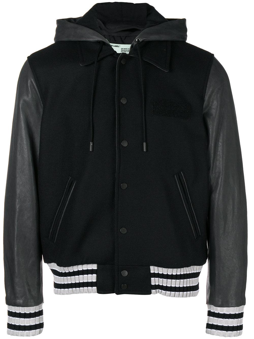 hooded varsity bomber jacket