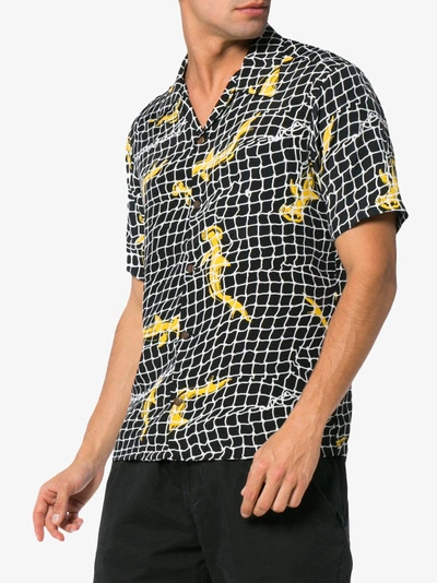 Shop Neighborhood Shark Aloha Print Short Sleeve Shirt In Black