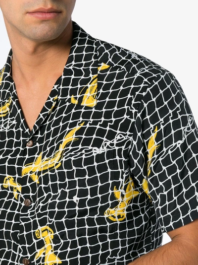 Shop Neighborhood Shark Aloha Print Short Sleeve Shirt In Black