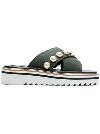 Shop Suecomma Bonnie Jewel Ornament Platform Sandals - Green
