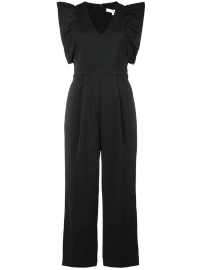 Shop Tibi Stretch Faille Jumpsuit - Black