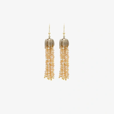 Shop Rosantica Metallic Grillo Tassel Earrings In Nude/neutrals