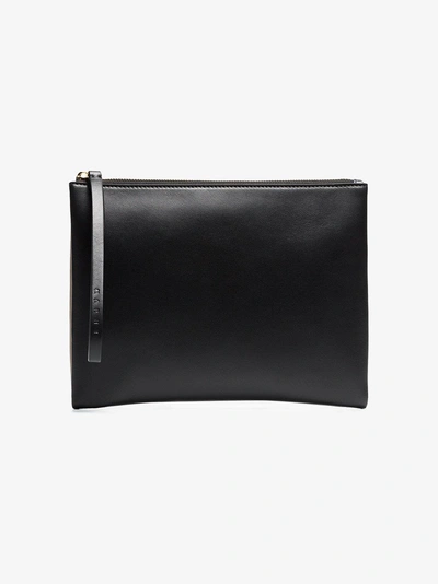 Shop Marni Brown And Black Leather Clutch With Handle