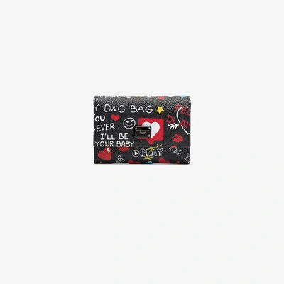 Shop Dolce & Gabbana Black Graffiti Leather Wallet