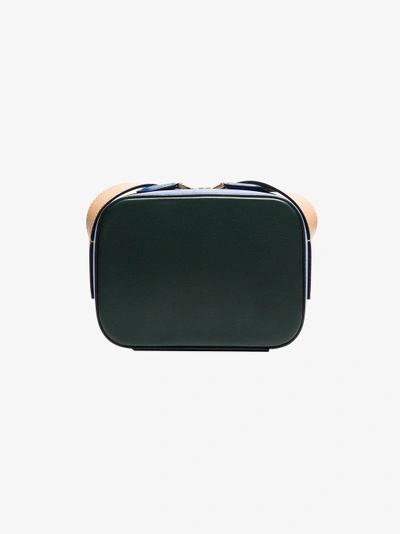 Shop Marni Green, Blue And Beige Tricolour Camera Leather Shoulder Bag