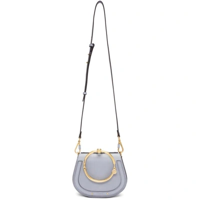 Shop Chloé Chloe Blue Small Nile Bracelet Bag In 4e2 Washedb