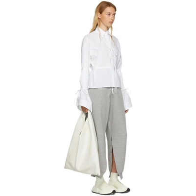 Shop Mm6 Maison Margiela White Leather Regular Tote In 100 White