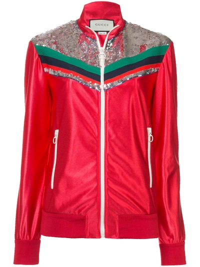 Shop Gucci Sequin Panel Sports Jacket