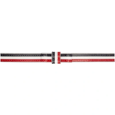 Shop Thom Browne Black And Tricolor Brogue Belt In 960 Rwbwht