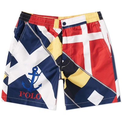 Shop Polo Ralph Lauren Cp93 Sailing Flag Print Swim Short In Multi