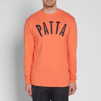Shop Patta Long Sleeve Curve Logo Tee In Orange