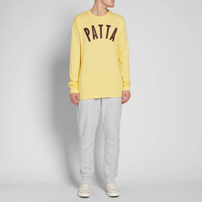 Shop Patta Long Sleeve Curve Logo Tee In Yellow