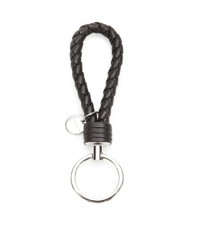 Shop Bottega Veneta Intrecciato Leather Keychain In Brown