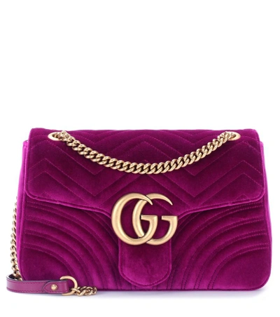 Shop Gucci Gg Marmont Medium Shoulder Bag In Purple