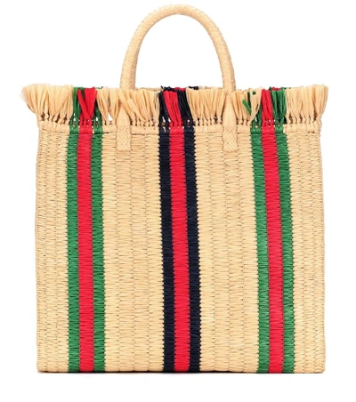 Shop Gucci Large Top Handle Straw Tote