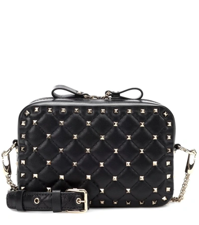 Shop Valentino Garavani Rockstud Spike Leather Crossbody Bag In Black
