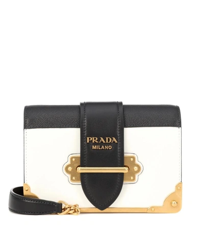 Shop Prada Cahier Leather Shoulder Bag In White