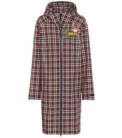 Shop Gucci Plaid Coat In Multicoloured