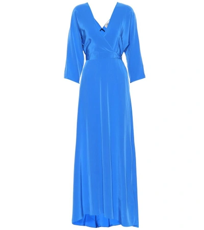 Shop Diane Von Furstenberg Silk Crêpe De Chine Wrap Dress In Blue
