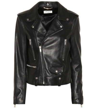 Saint Laurent Black Leather Motorcycle Biker Jacket