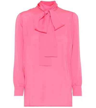 Shop Gucci Silk Georgette Blouse In Pink