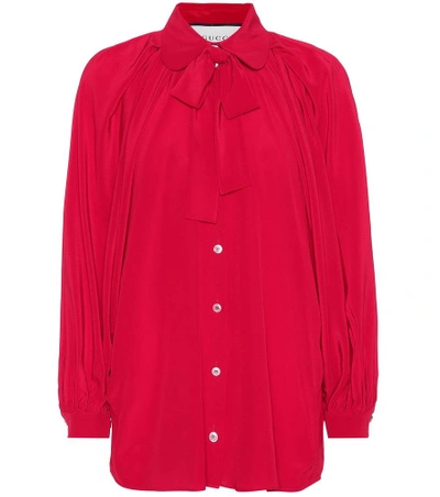 Shop Gucci Silk Crêpe De Chine Blouse In Red