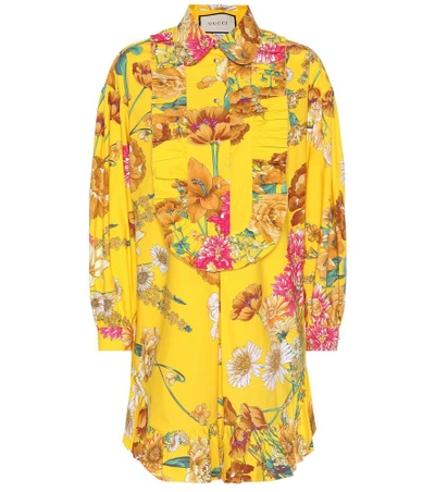 Shop Gucci Floral-printed Cotton Shirt In Yellow