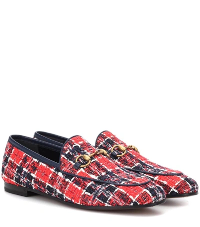 Shop Gucci Jordaan Tweed Loafers In Multicoloured