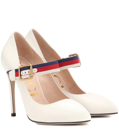 Shop Gucci Sylvie Leather Pumps In White