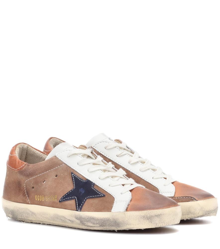 golden goose running canvas leather and suede sneakers