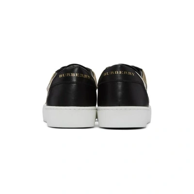 Shop Burberry Beige And Black Check Sneakers In House/black
