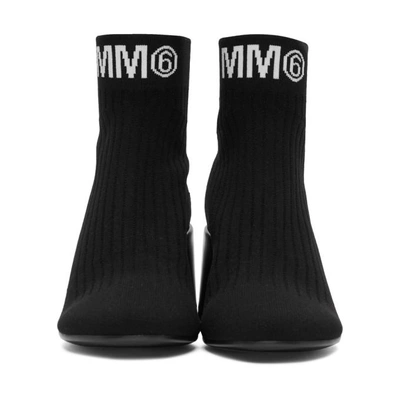 Shop Mm6 Maison Margiela Black Logo Sock Boots In 964 Blk/wht