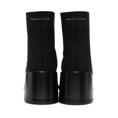 Shop Mm6 Maison Margiela Black Logo Sock Boots In 964 Blk/wht