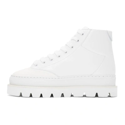 Shop Mm6 Maison Margiela White Leather Hiking Boots