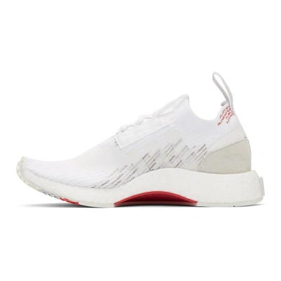 Shop Adidas Originals White And Red Nmd Racer Pk Sneakers In White/red