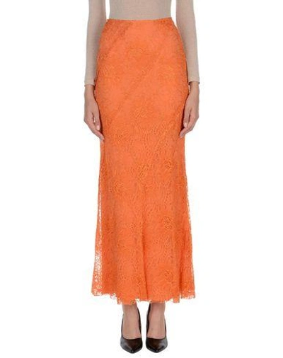 Shop Alberta Ferretti Woman Maxi Skirt Orange Size 8 Viscose, Polyamide