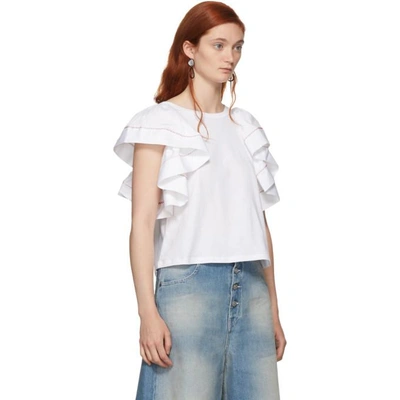 Shop See By Chloé See By Chloe White Ruffled Blouse In 109 White P