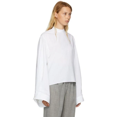 Shop Mm6 Maison Margiela White Parachute Poplin Blouse In 100 White