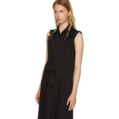 Shop Mm6 Maison Margiela Black Just Wash Sleeveless Denim Dress In 900 Black