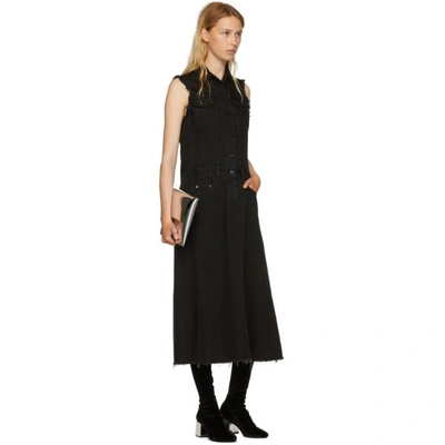 Shop Mm6 Maison Margiela Black Just Wash Sleeveless Denim Dress In 900 Black