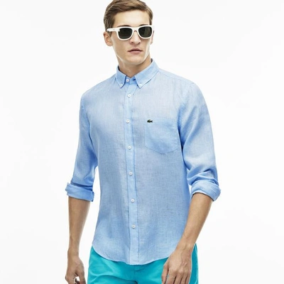 Lacoste Men's Regular Fit Shirt In Linen In Lagoon Blue | ModeSens