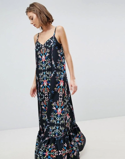 Shop Sabina Musayev Abstract Floral Maxi Dress - Black