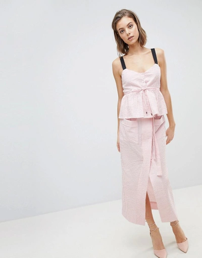 Shop Sabina Musayev Pinstripe Wrap Tie Skirt - Pink