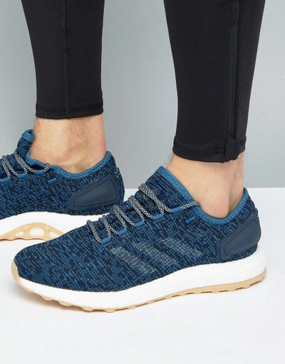 Adidas Originals Pure Boost Sneakers In Blue Ba8896 - Blue | ModeSens