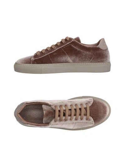 Shop Dondup Woman Sneakers Khaki Size 6 Textile Fibers, Leather In Beige