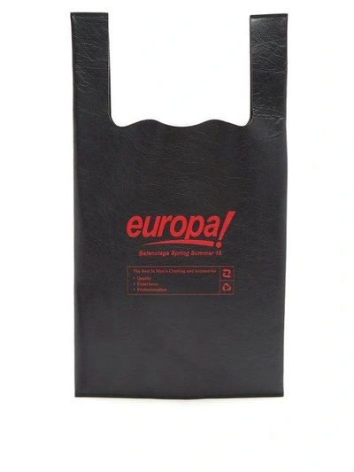 Balenciaga Supermarket Europa Printed Leather Bag In Gris Crayon/rouge |  ModeSens