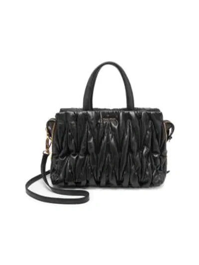 Shop Miu Miu Matelasse Leather Satchel Bag In Black