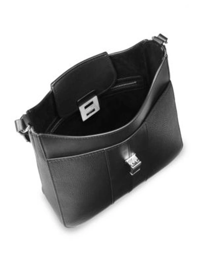 Shop Michael Kors Bandcroft Leather Crossbody Bag In Black