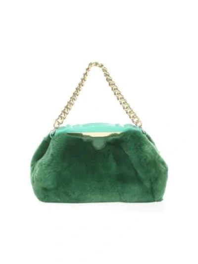 Shop Edie Parker Aliza Fur Top Handle Bag In Green