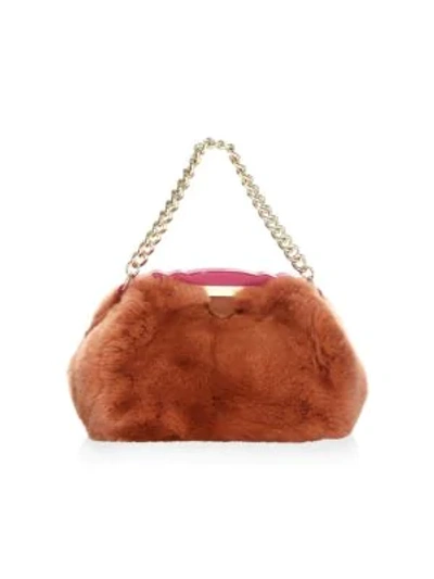 Shop Edie Parker Aliza Fur Top Handle Bag In Green